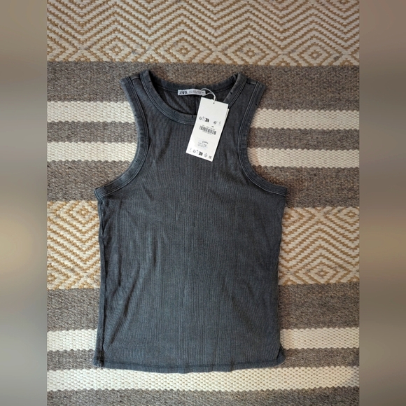 NWT Zara Washed Effect Ribbed Racer back Tank - size L - Picture 7 of 8